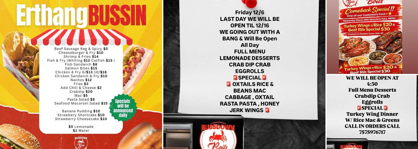 Bussdown Boils Menu