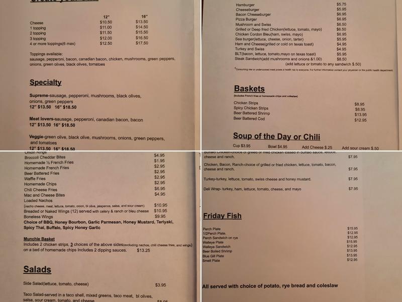 Loopys on the Loop Bar and Grill Menu