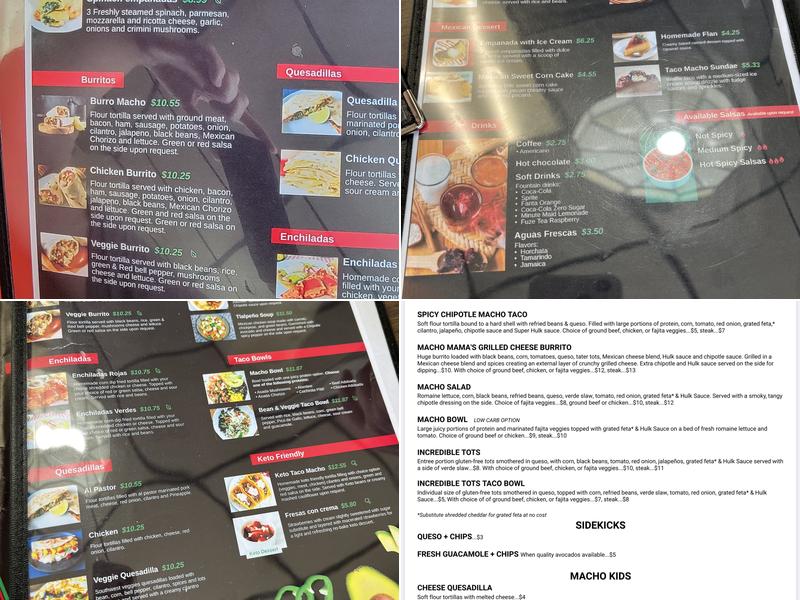 Taco Macho Menu