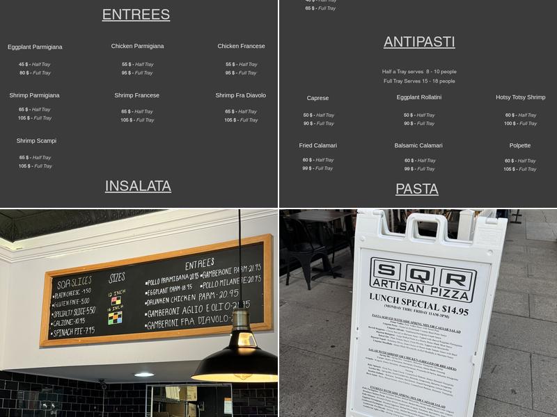 SQR Artisan Pizza Menu