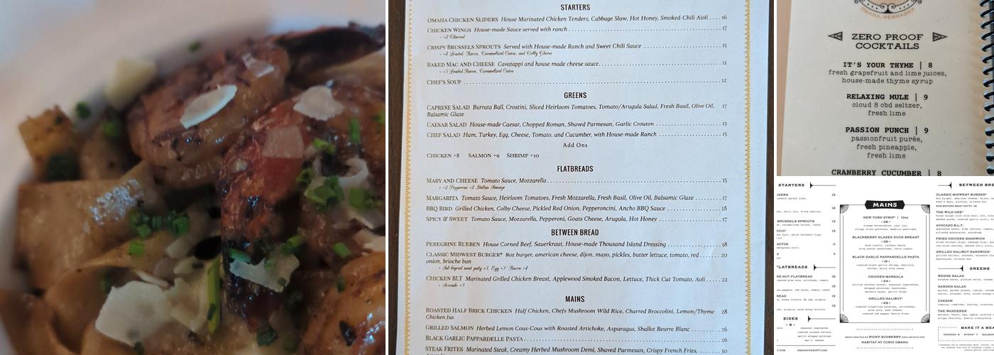 Habitat Restaurant & Bar Menu