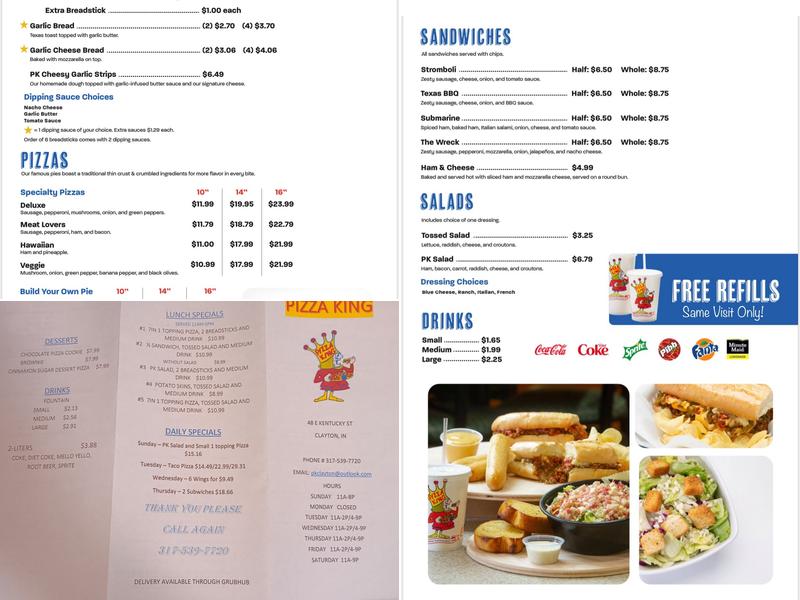 Pizza King | Clayton, IN Menu