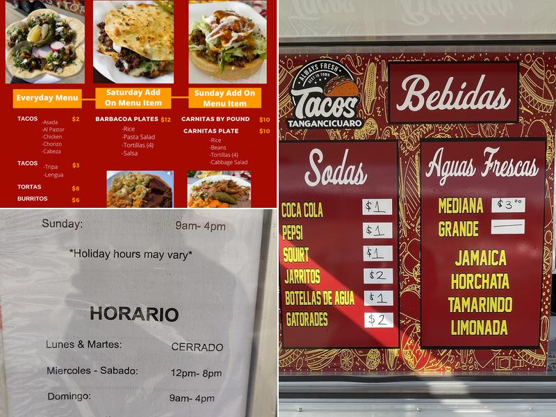 Tacos Tangancicuaro Menu