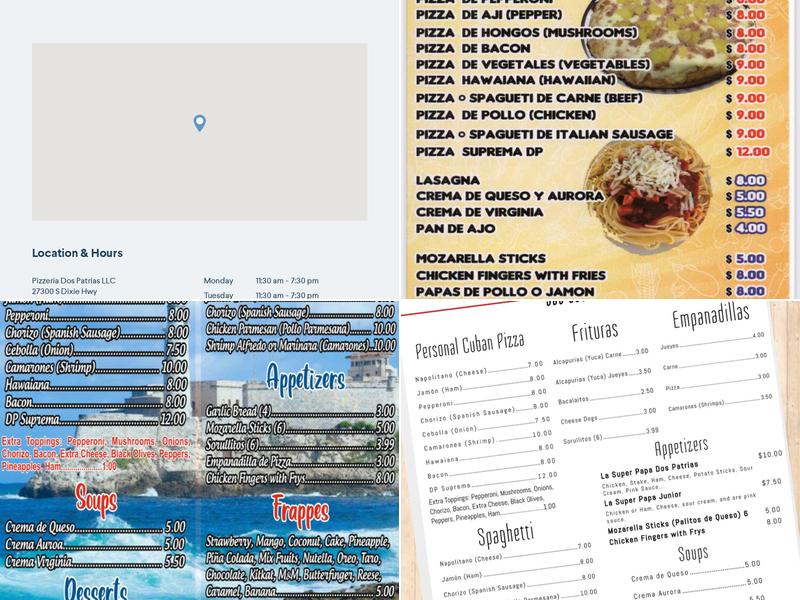 Pizzeria Dos Patrias Menu