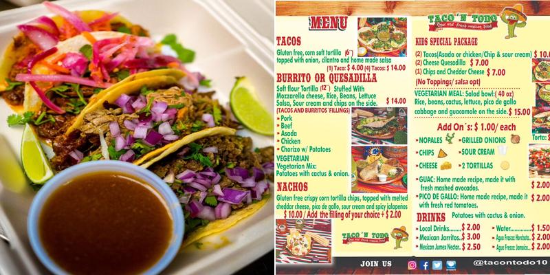 Taco-n todo tacos Menu