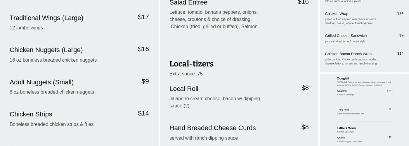 Kentucky Local Menu