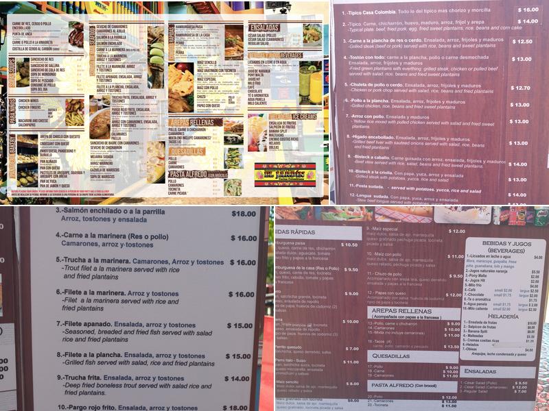 El jardín Restaurant & Bakery Menu