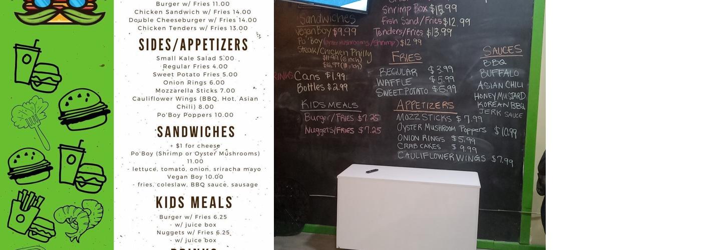 Plant Based Burger Company Menu