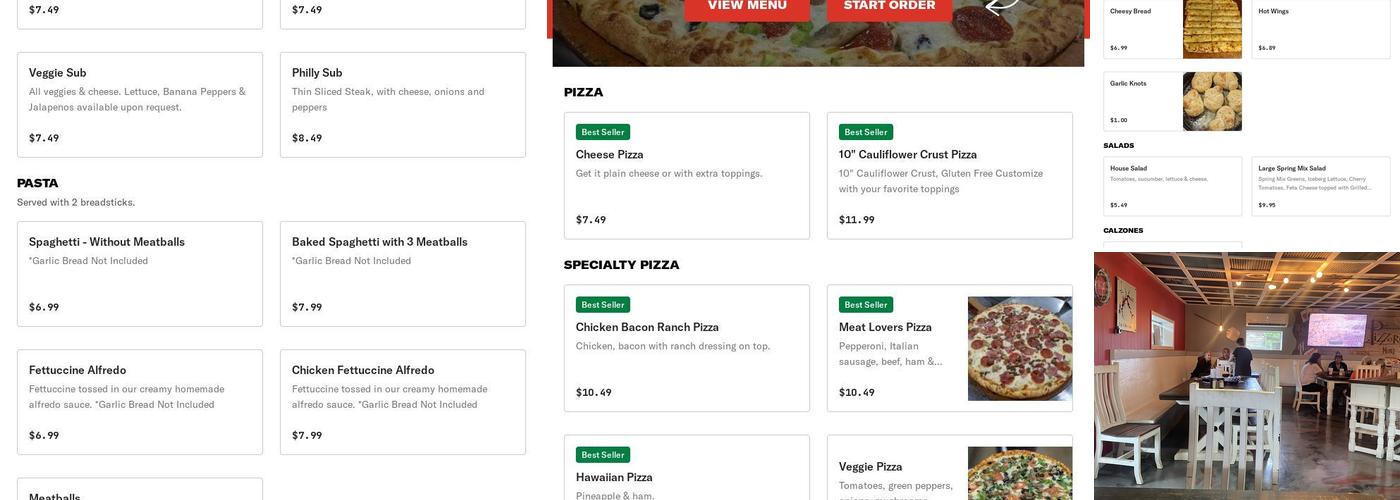 Dale Hollow Pizza Menu