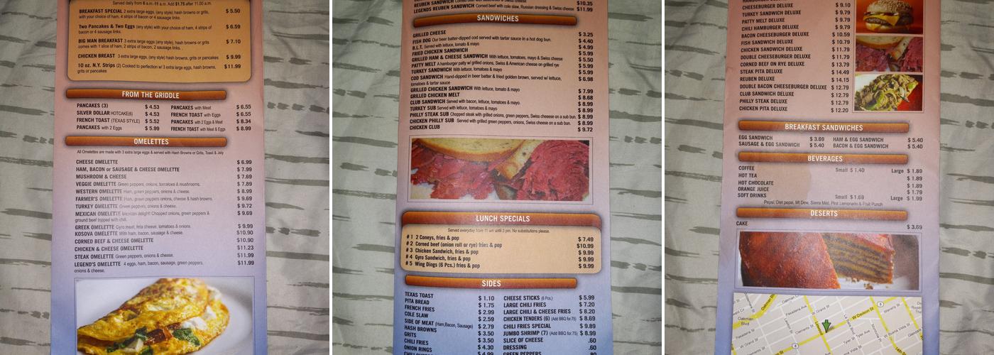 Legends Coney Island Menu