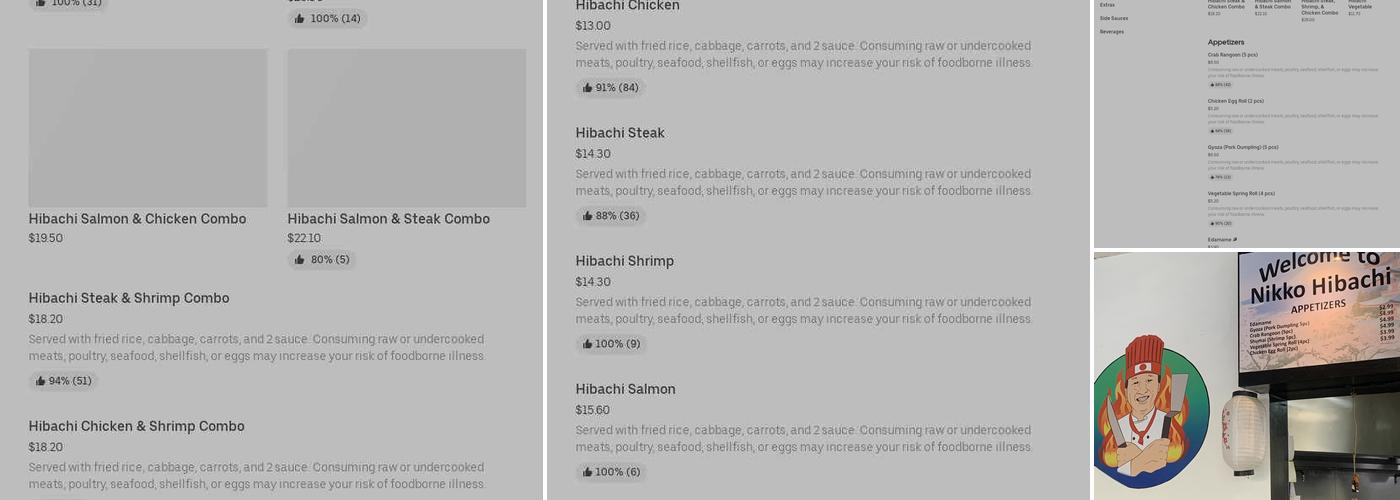 Nikko Hibachi Japanese Steak & Seafood Menu