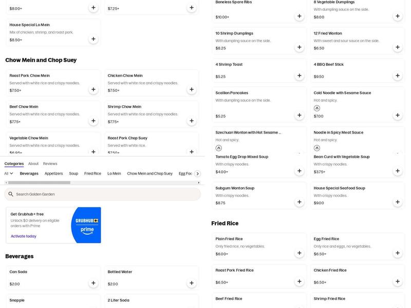 Golden Garden (East Meadow) Menu