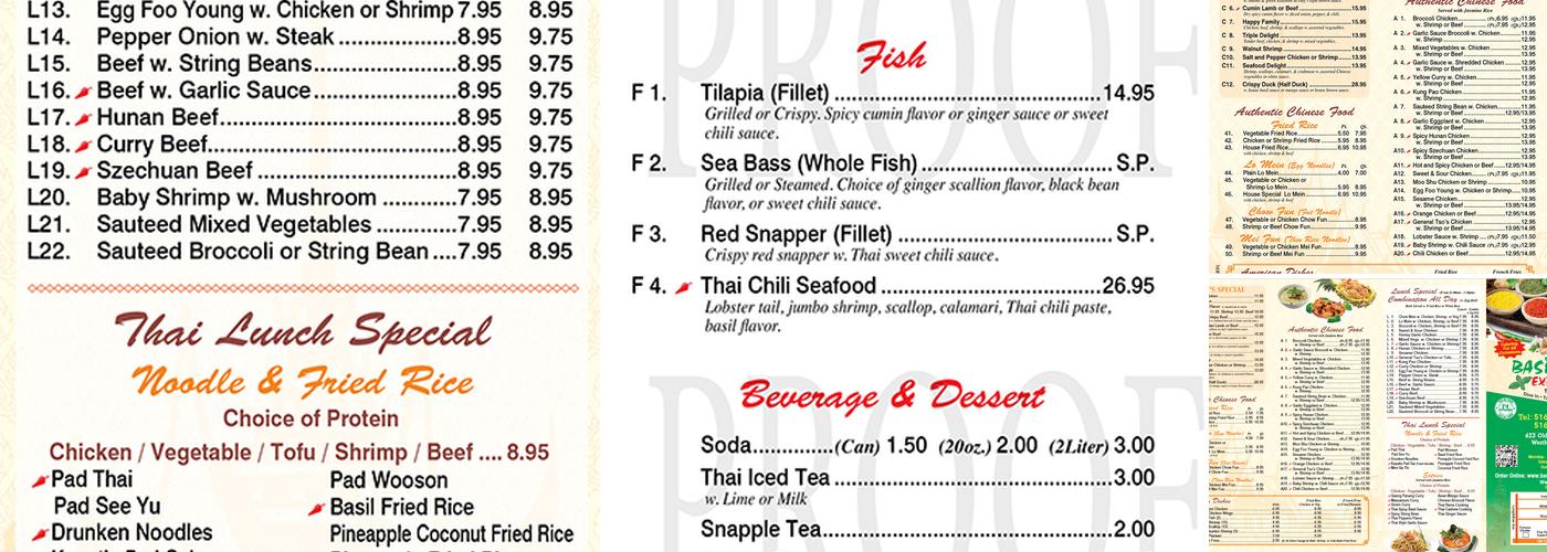 Basil express Halal Menu