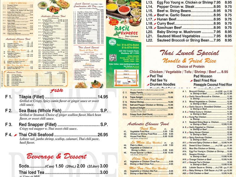 Basil express Halal Menu