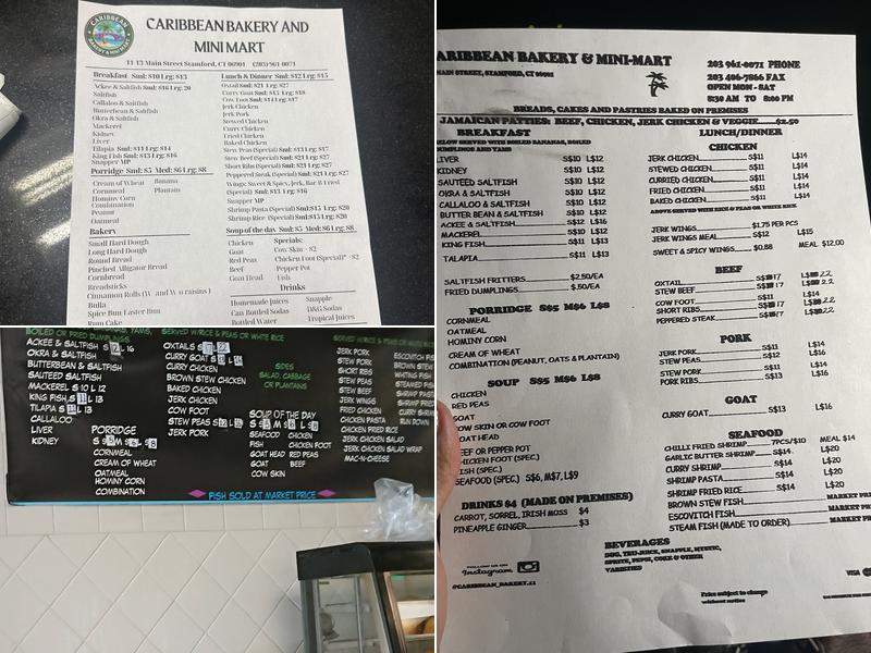 Caribbean Bakery & Mini Mart Menu