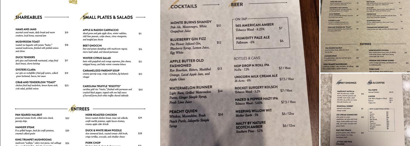 Blue Jay Bistro Menu