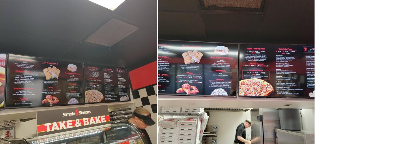 Simple Simon's Pizza Menu