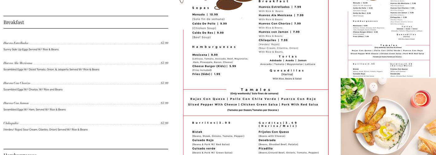 Los Comales De Rebeca Menu