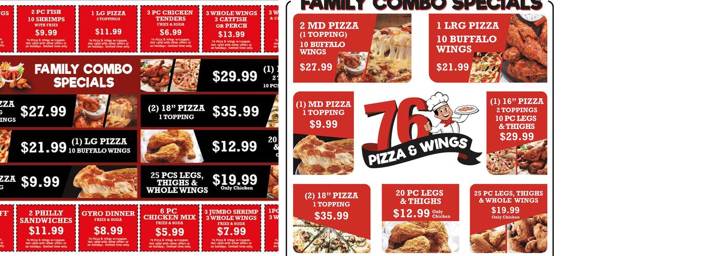 76 pizza and wings Menu