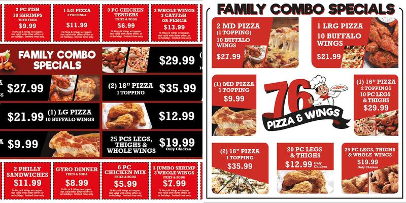 76 pizza and wings Menu