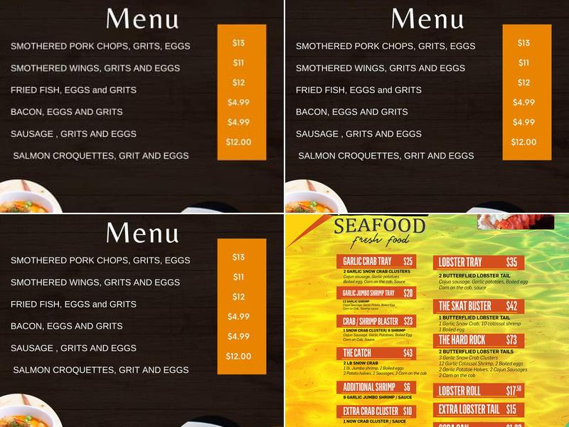 Scatta's Seafood Menu