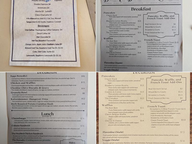 Deja Vu Breakfast Company Menu
