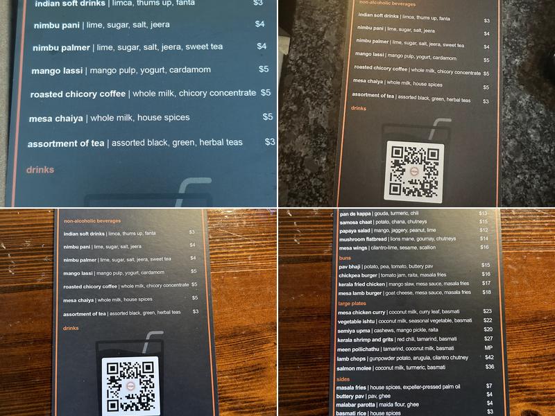 mesa Menu