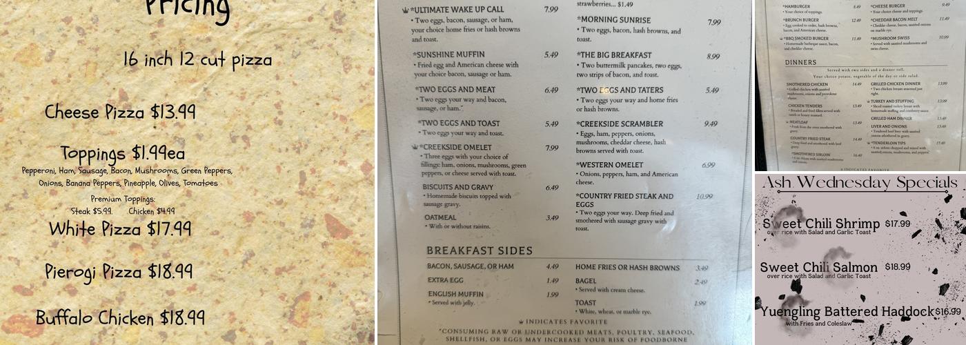 Creekside Grill Menu