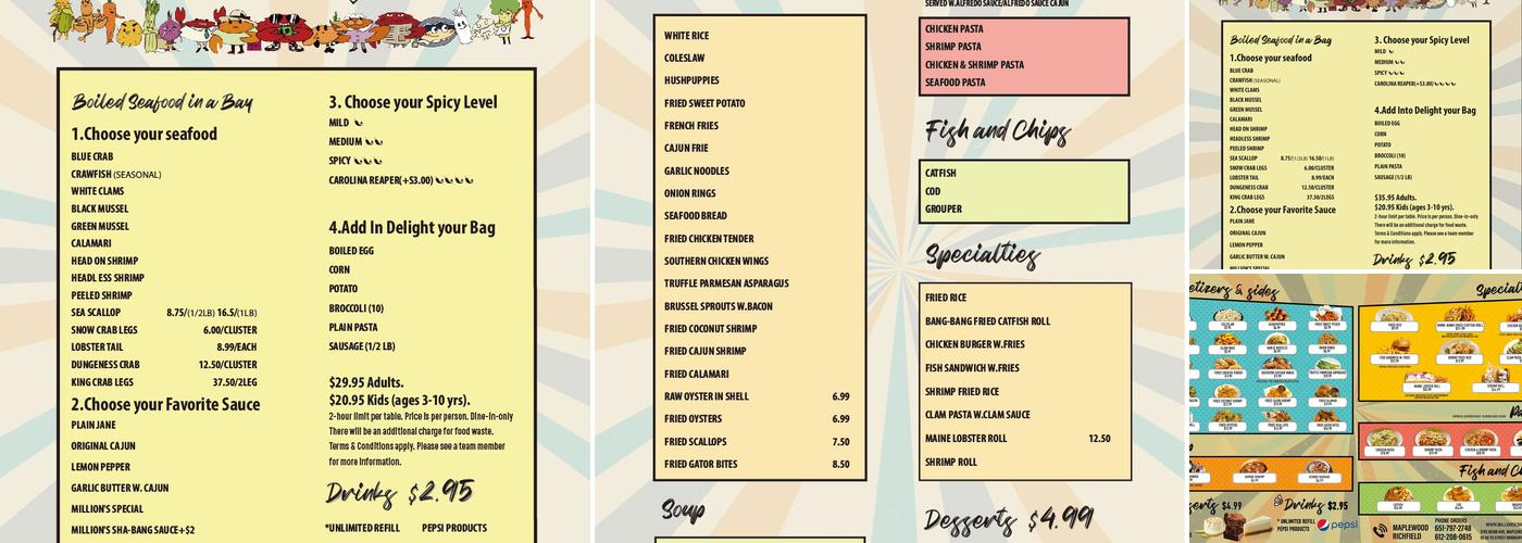 Million's Crab Maplewood Menu