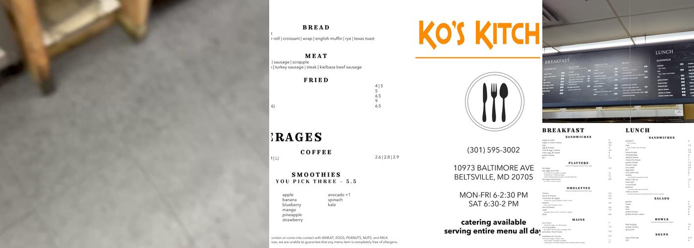 Ko's Kitchen Menu