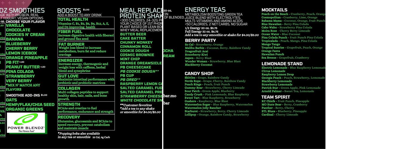 Modern Sips Acai Bar Menu