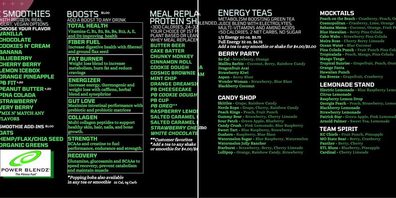 Modern Sips Acai Bar Menu