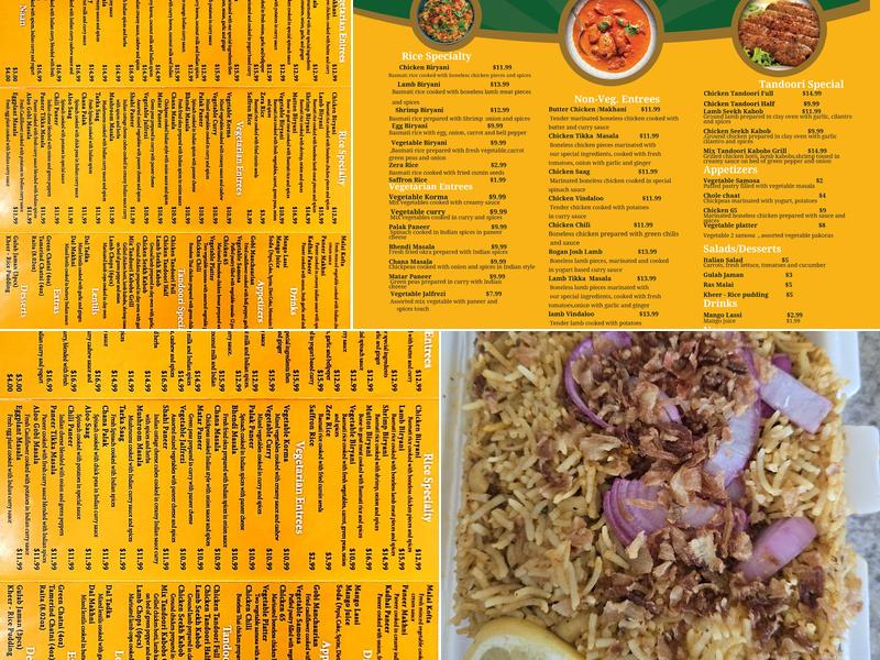 Tandoori kabobs Menu