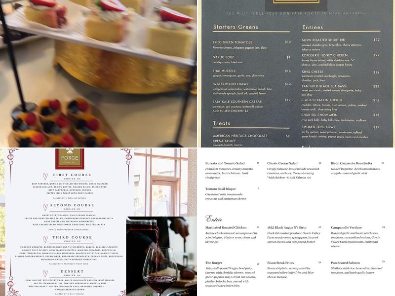 FORGE at The Chattanoogan Hotel Menu