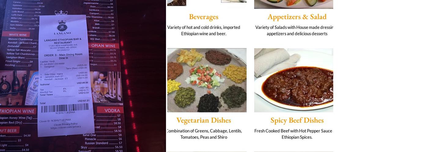 Langano Ethiopian Bar & Restaurant Menu