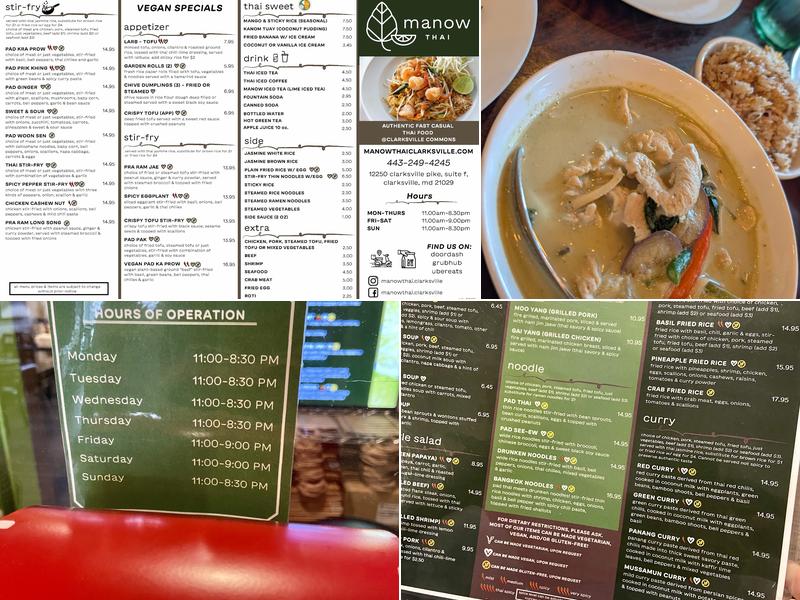 Manow Thai Menu
