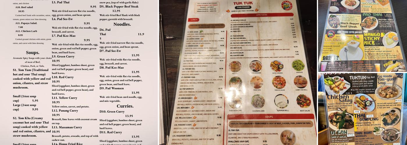 Tuk Tuk Thai Fusion Menu