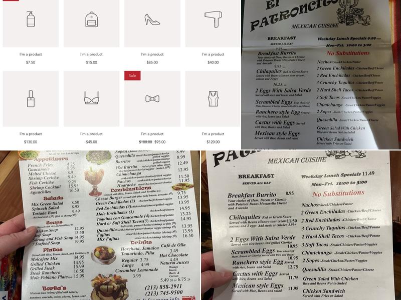 El Patroncito red tacos Menu