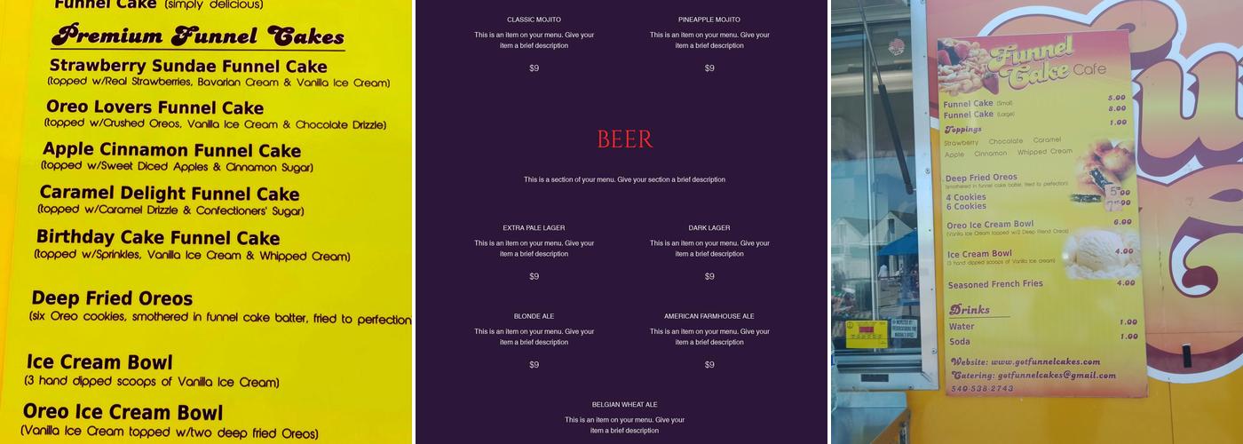 Sugar Mama Menu