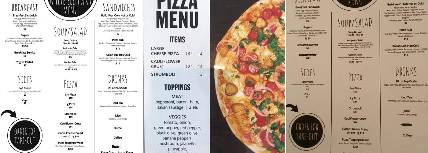 White Elephant Menu