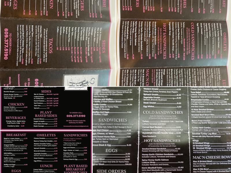 Home Sweet Home Cookin Menu