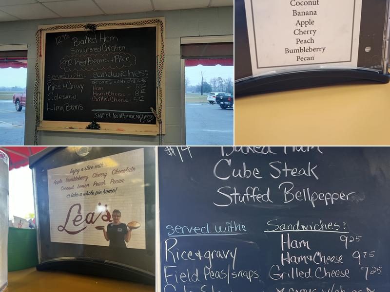 Lea’s Lunchroom Menu