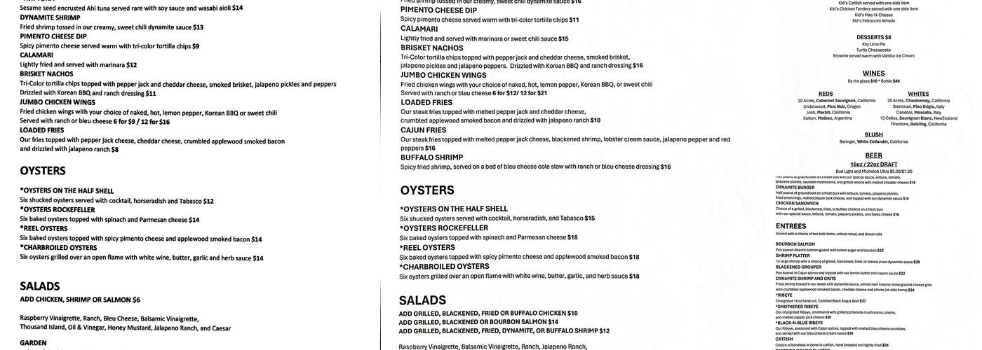 Taylor's Cove Menu