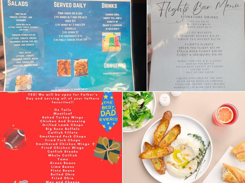 Flights Fish and Wings Menu