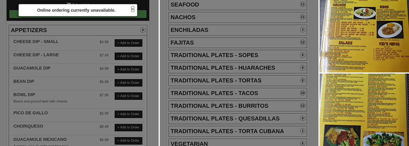 El Cajelito Mexican Restaurant and Bar Menu