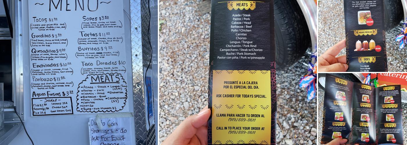 Tacos mi bendicion Menu