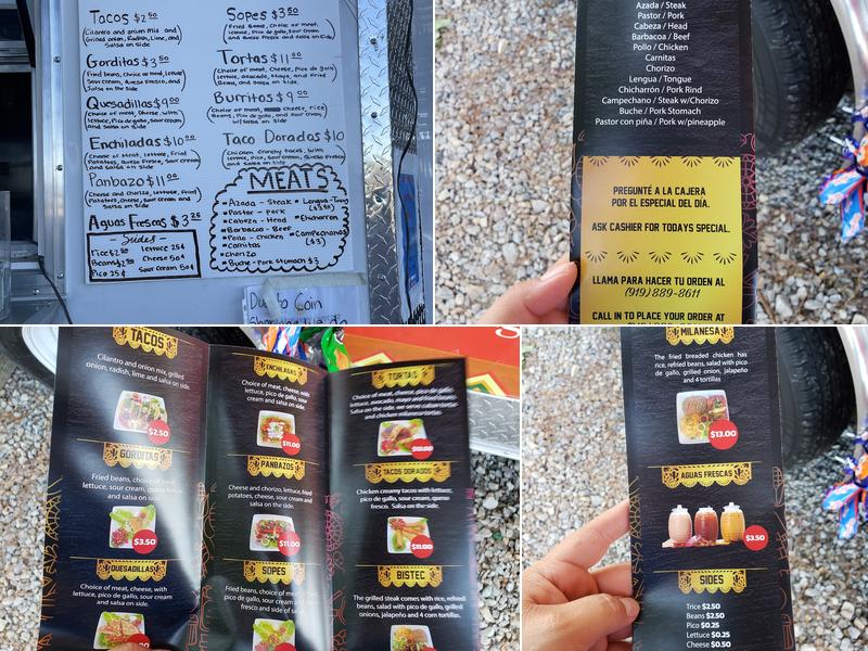 Tacos mi bendicion Menu