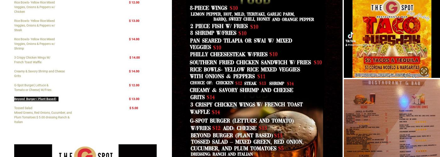 The G Spot Restaurant & Bar Menu