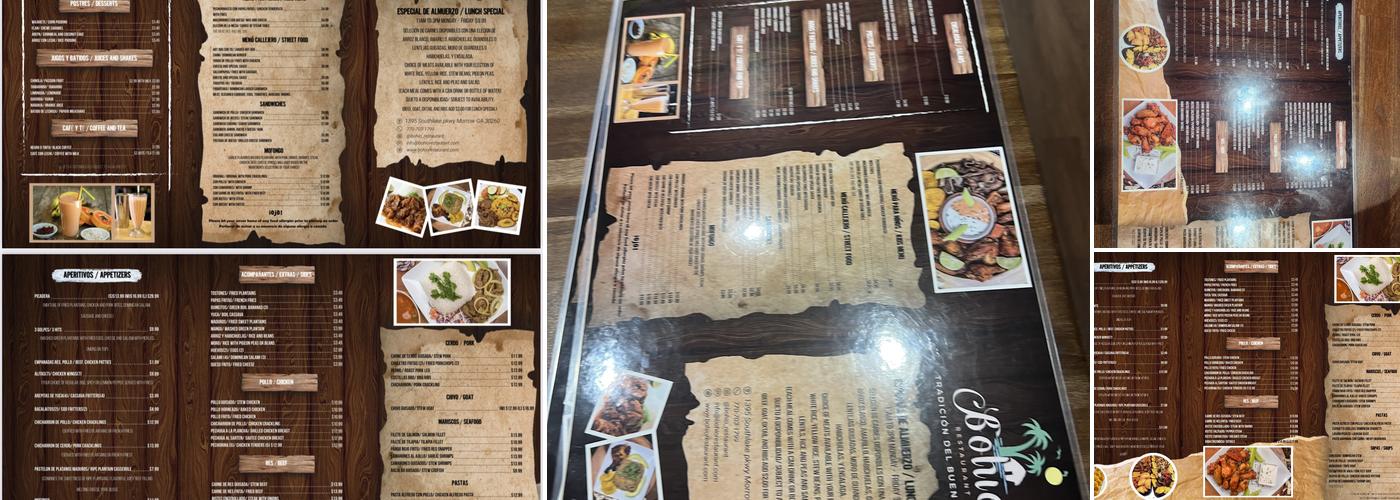 Bohio Restaurant Menu