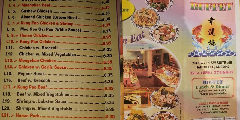 Lucky Buffet Menu